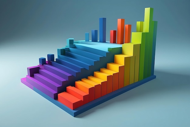 Schatten auf 3D-Balkendiagramme 3D-Illustration