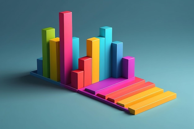 Schatten auf 3D-Balkendiagramme 3D-Illustration