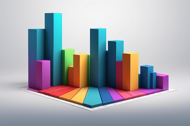 Schatten auf 3D-Balkendiagramme 3D-Illustration