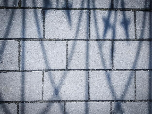 Schatten auf der weißen Pflasterfliese hautnah