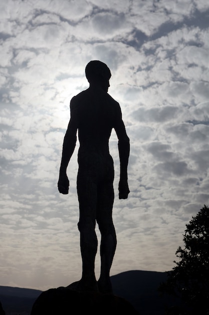 Schattenbild einer menschlichen Statue des Steins