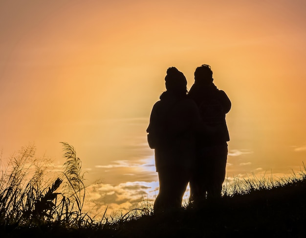 Schattenbildpaare auf dem Berg