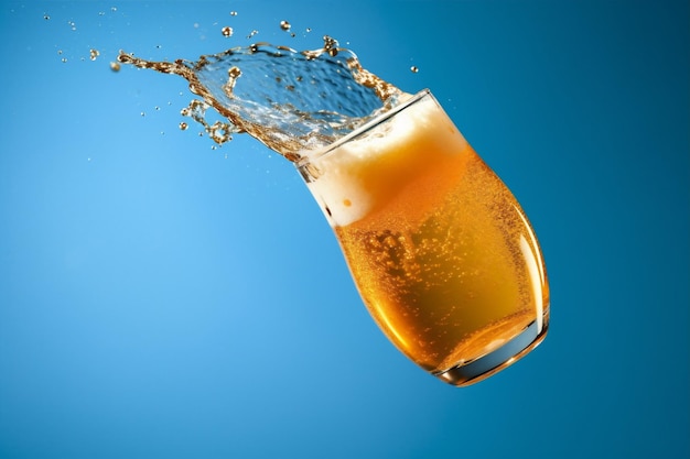 Foto schaumglas alkoholgetränk blas objekt gradient hintergrund bier spritzer kalt generative ki