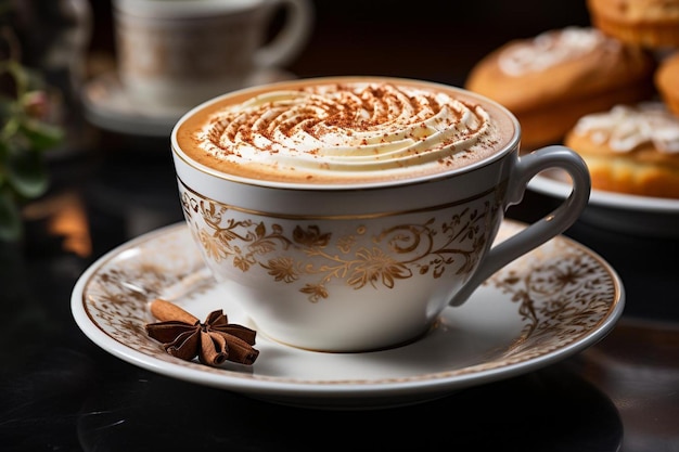 Schaumiger Cappuccino in einer eleganten Tasse