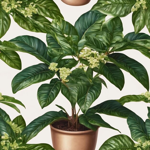 Schefflera arboricola patrón sin costura de hoja perenne variada planta de walisongo con flores exóticas