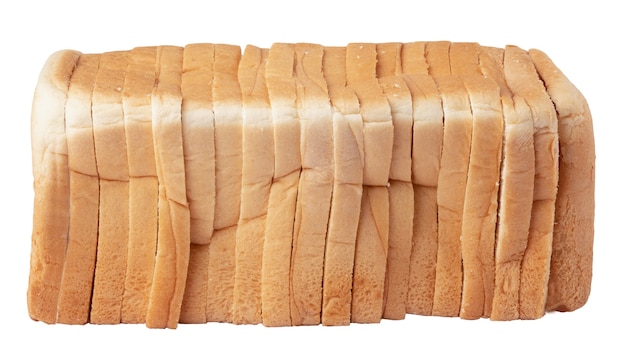 Scheibe Brot auf dem weißen Hintergrund und getrennt mit Beschneidungspfad.