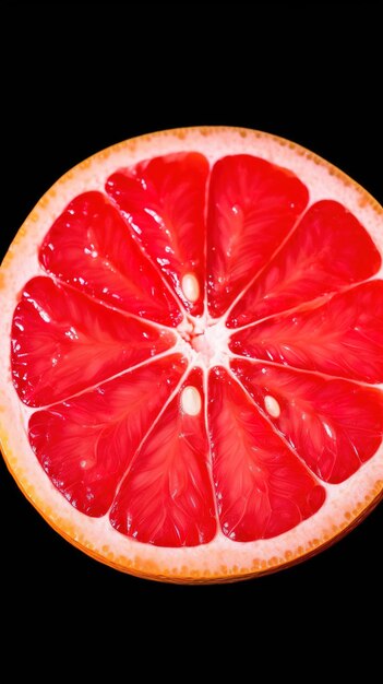 Foto scheibe grapefruit. roter grapefruit-hintergrund. zusammensetzung einer halben orange