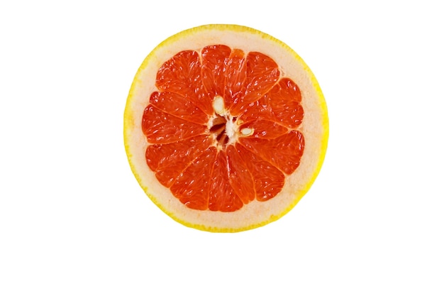 Scheibe reife Grapefruit isoliert auf weißem Hintergrund