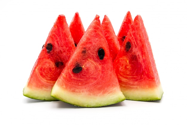 Scheiben der Wassermelone lokalisiert auf einem weißen Hintergrund