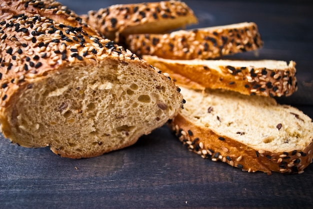 Foto scheiben frisches hausgemachtes baguette