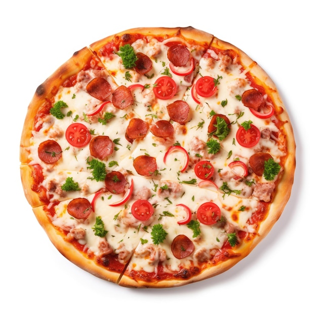 Foto scheiben mozzarella-pizza auf weißem hintergrund