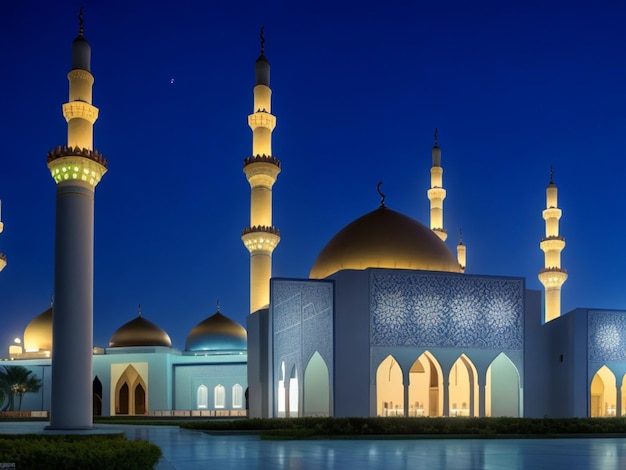 Scheich-Zayid-Moschee in Abu Dhabi bei Nacht, generative KI