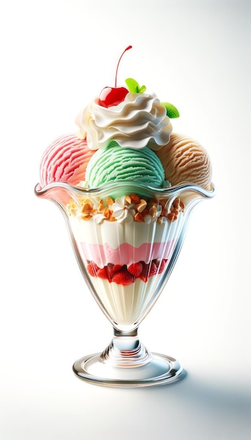 Schicht-Sundae-Glas mit Eiscreme