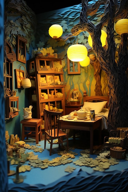 Foto schichtpapier 3d-diorama von vincent van gogh