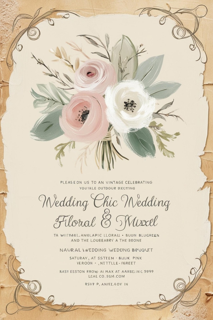 Foto schickes florales hochzeits-einladungsdesign