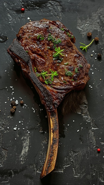Schiefer-Hintergrund mit Wagyu-Tomahawk-Steak