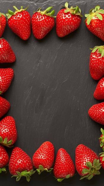 Schieferhintergrund hervorhebt üppige Erdbeeren perfekt für das Essen Konzept Vertical Mobile Wallpape