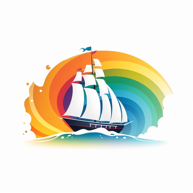 Schiffslogo mit Regenbogen