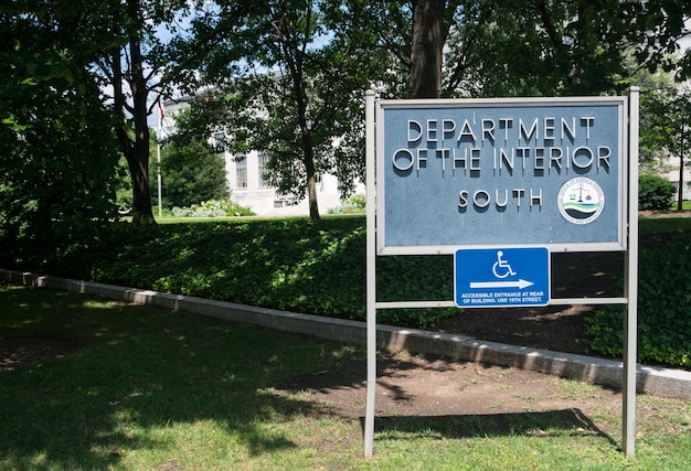 Schild des Innenministeriums in Washington