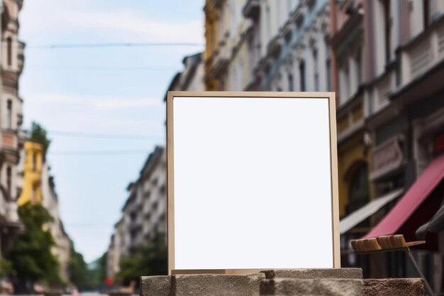 Foto schildermodell und leerer vorlagenrahmen auf außenstraßenwerbung ki generiert