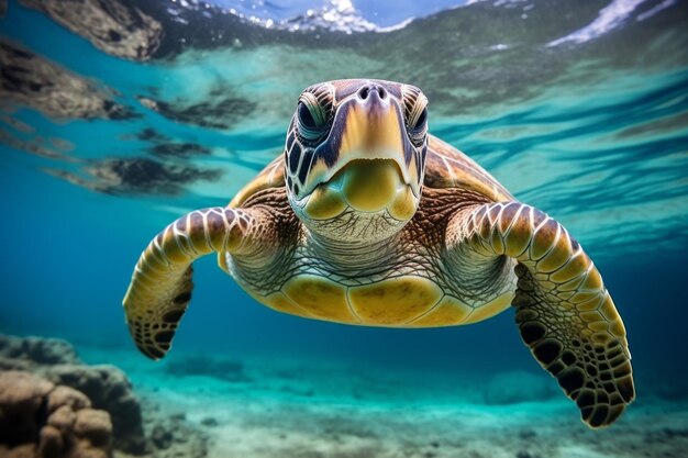 Schildkröte im tiefen Ozean