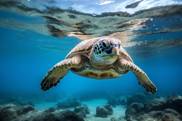 Schildkröte im tiefen Ozean