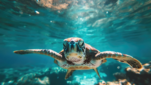 Schildkröte unter Wasser durch KI generierte Bild