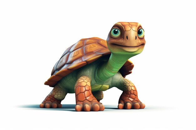 Schildkröten-Cartoon-Animation auf weißem Hintergrund