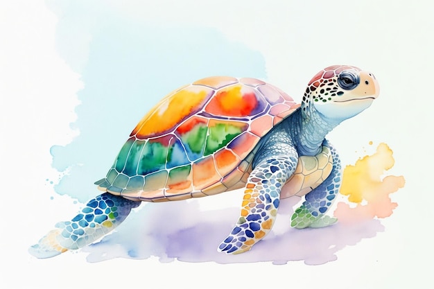 Schildkrötenfoto im Aquarellstil vorbereitet