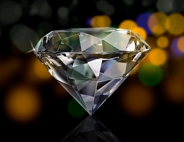 Schillernder Diamant auf glänzendem Bokeh-Hintergrundkonzept für die Wahl des besten Diamant-Edelstein-Designs