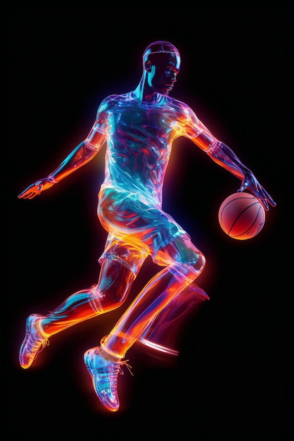 schillernder holografischer Neon-Fußballspieler