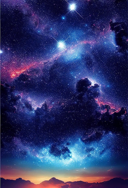 Schillernder Sternenhimmel, kosmisches Sternenhimmel-Hintergrundmaterial, generativer KI-Inhalt von Midjourney