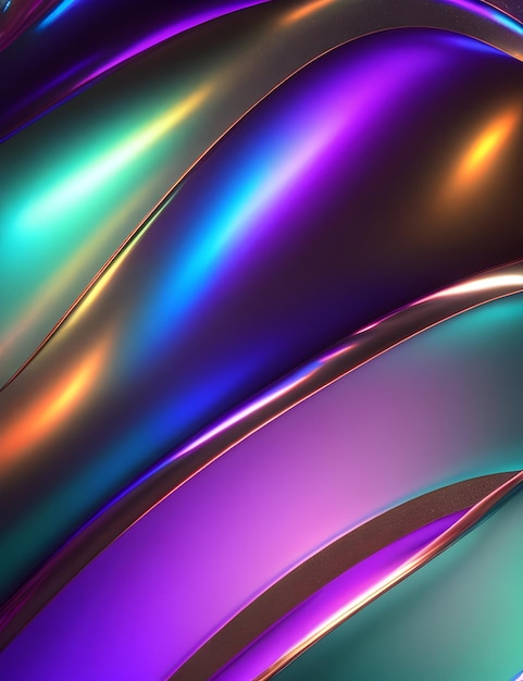 Schillernder Tanz metallischer Farbtöne, der das Spektrum auf holografischem Metallpapier erkundet