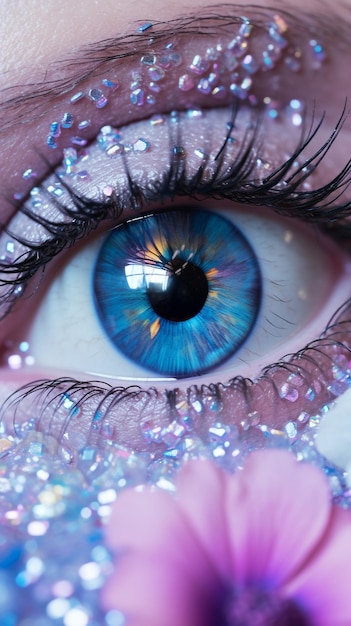 Schillerndes, holografisches Auge voller Blasen