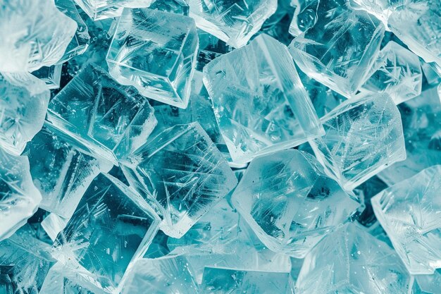 Schimmerndes blaues Kristallmuster gefrorenes Wintertexturkonzept