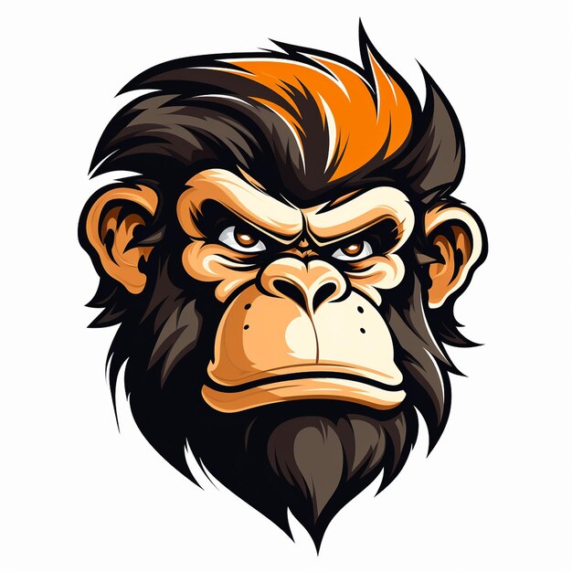 Schimpansenkopf-Maskottchen-Logo-Design auf weißer Vektorillustration
