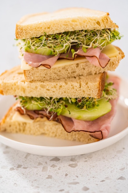 Schinken-Gurken-Sprossen-Sandwich