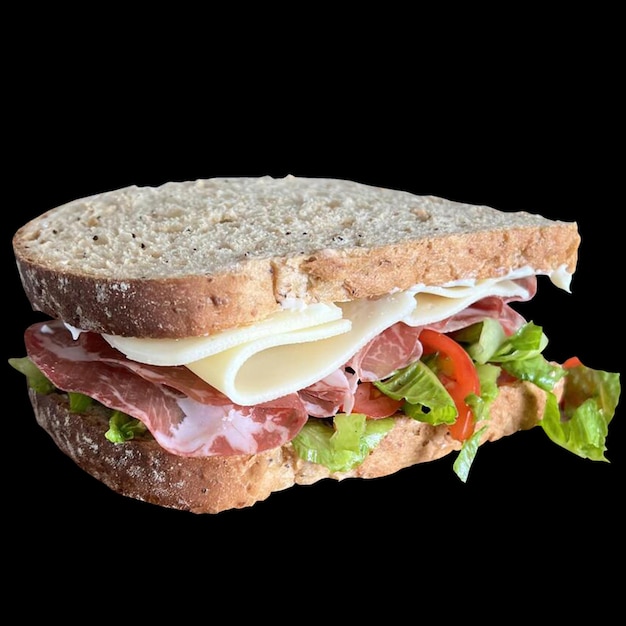 Schinken-Sandwich-Essen schwarzer Hintergrund