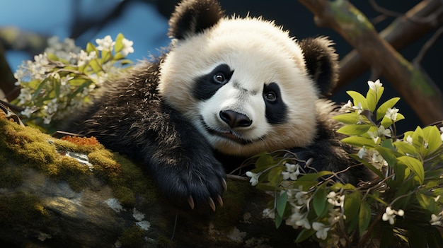 Schlafende riesige Panda-Baby-Generative-AI