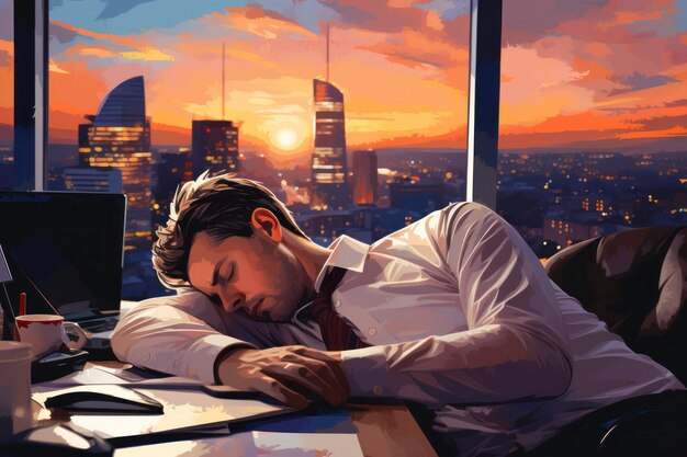 Schlafender Angestellter müder Büroangestellter Vektor-Illustration