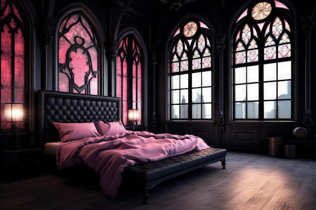 Foto schlafzimmer-design-ideen moderne und kreative design-ideen, außergewöhnliches und stilvolles minimalistisches schlafzimmer, schwarz, modern, luxuriös, opulent, modern, luxuriös, modern, barock, generative ki