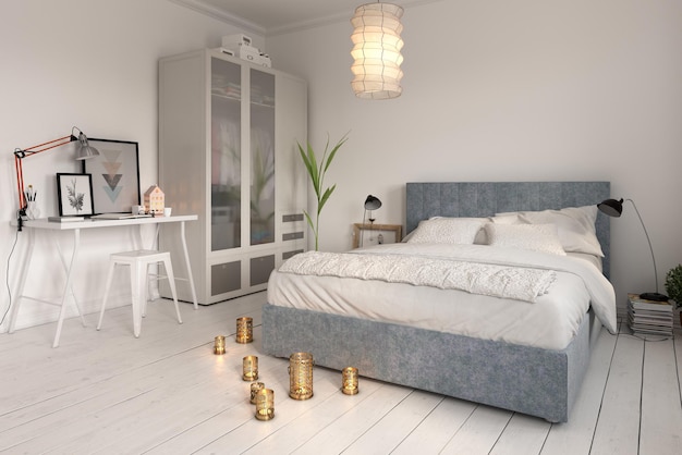 Schlafzimmer Innenarchitektur 3D-Rendering