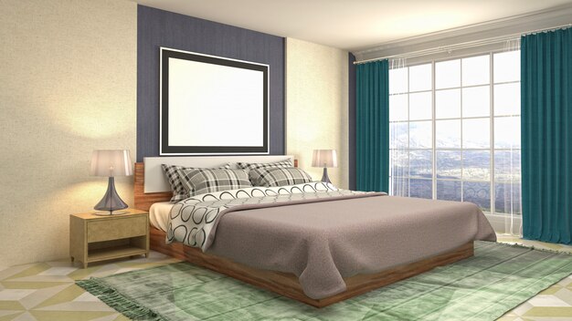 Schlafzimmer Innendekoration Illustration Konzept