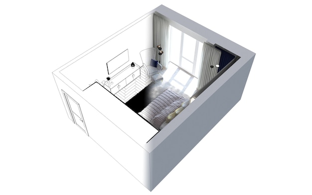 Schlafzimmer Innenvisualisierung 3D-Darstellung cg rendern