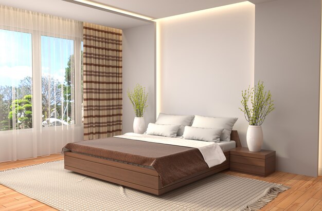 Schlafzimmer Interieur. 3D-Illustration