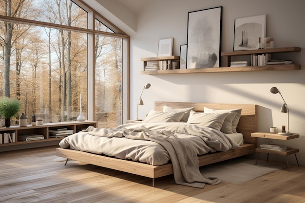 Schlafzimmer mit skandinavischem Konzeptdesign
