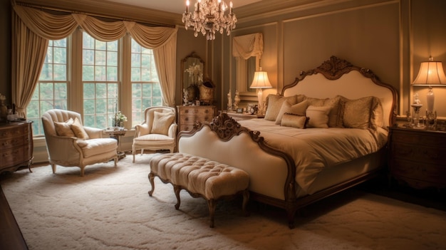 Schlafzimmerdekor, Innenarchitektur im traditionellen klassischen Stil