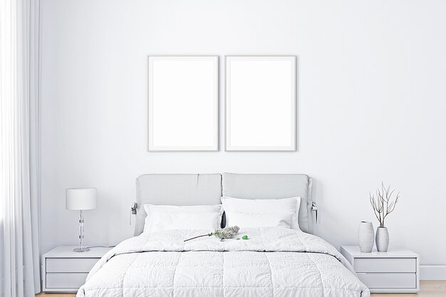 Schlafzimmerrahmenmodell in grauweißer farbe