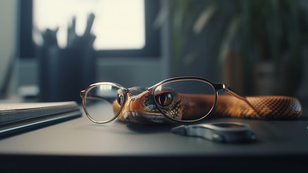 Schlange mit Brille Generative Ai