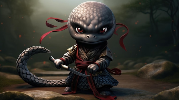 Foto schlange-ninja-chibi-charakter ki-generiertes bild